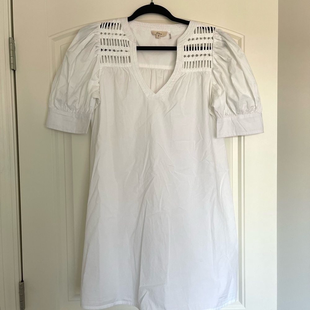 Elan White Puff Sleeve Dress